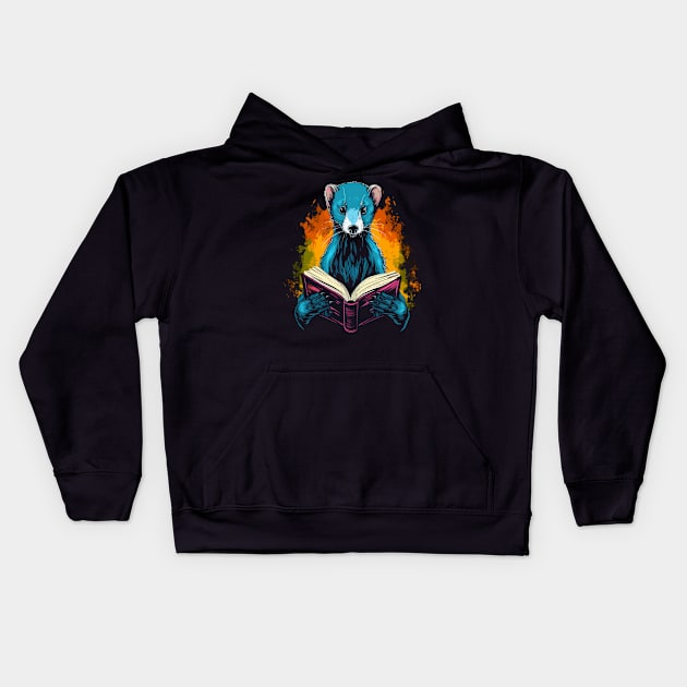 Weasel Reads Book Kids Hoodie by JH Mart